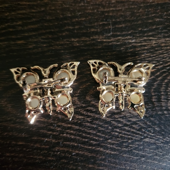 Vintage butterfly Pin brooch nother of Pearl and gold 1950's - Picture 6 of 8